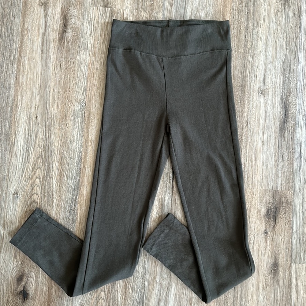 Rue21 Olive Green Ribbed Cotton Spandex Leggings Size XS